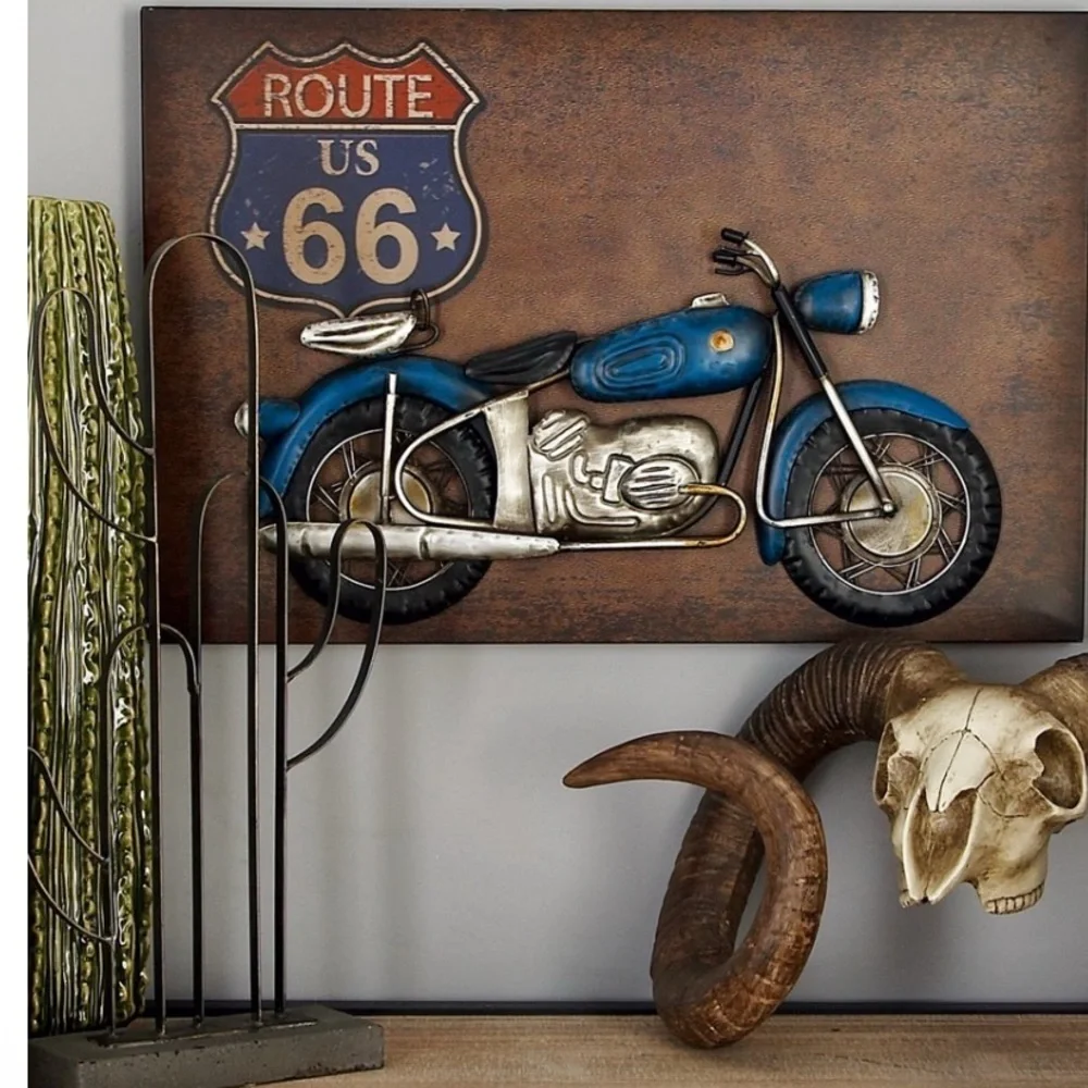 DecMode Rustic Route 66 Metal Wall Decor, 24